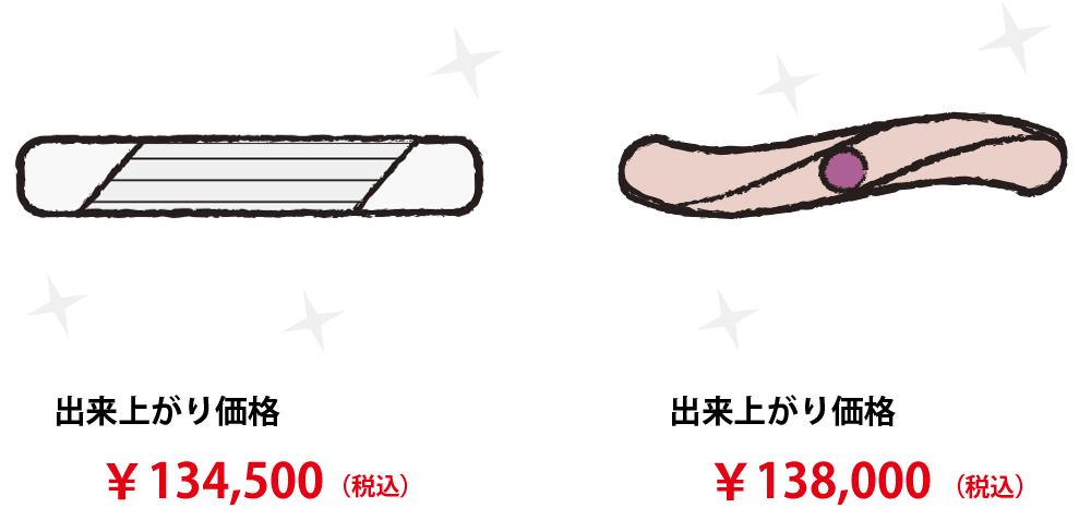 出来上がり価格 男性￥134,500 女性￥138,000