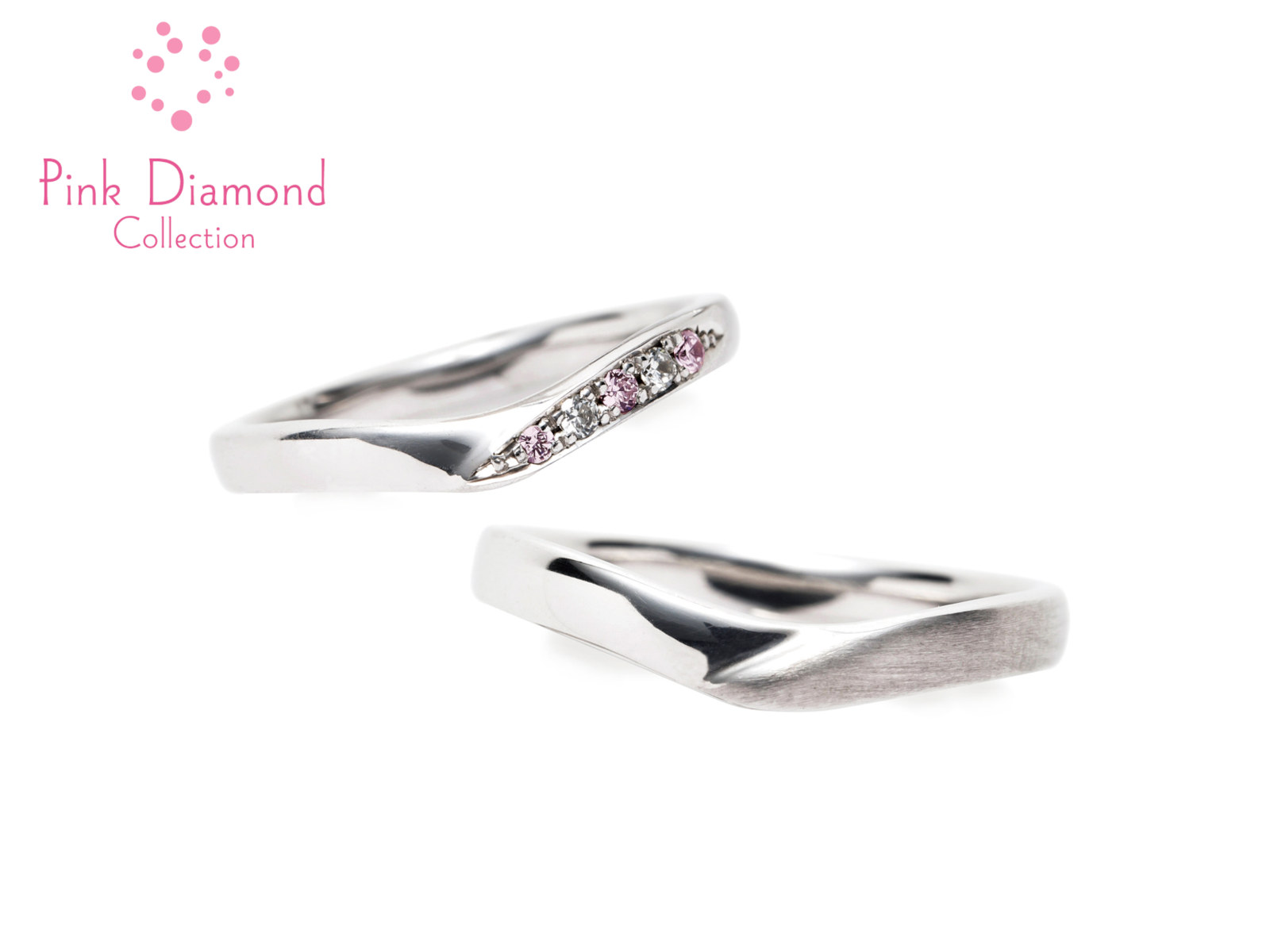 下弦の月Pink diamond結婚指輪ピンクダイヤ