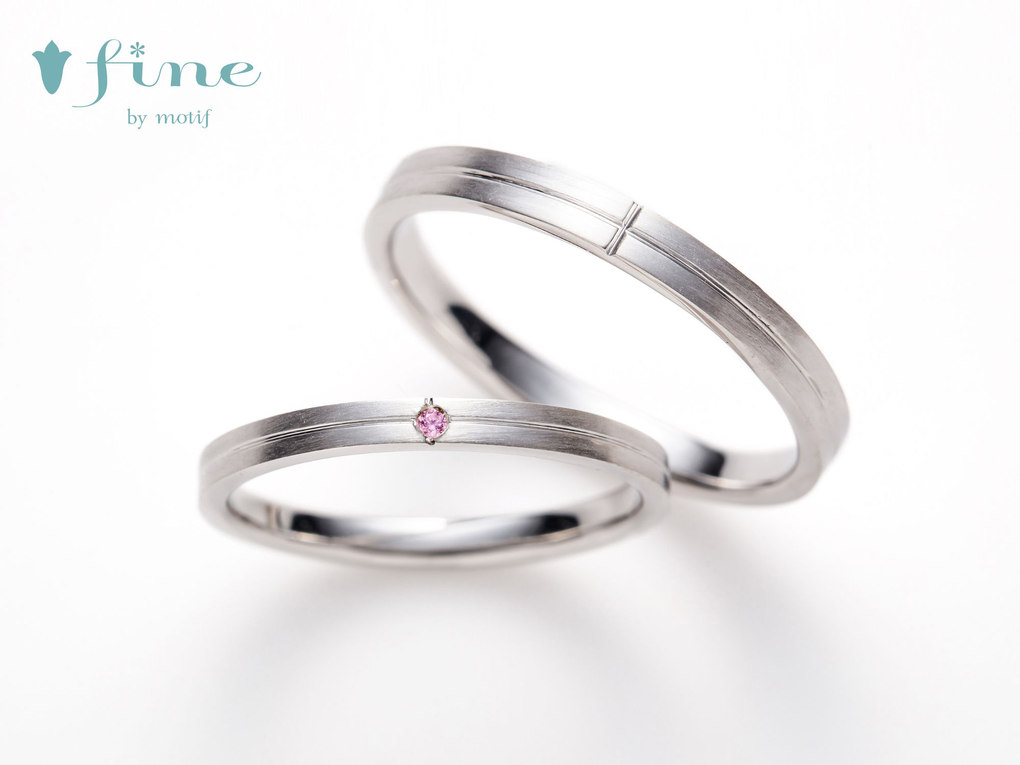 ピース結婚指輪ピンクサファイヤ