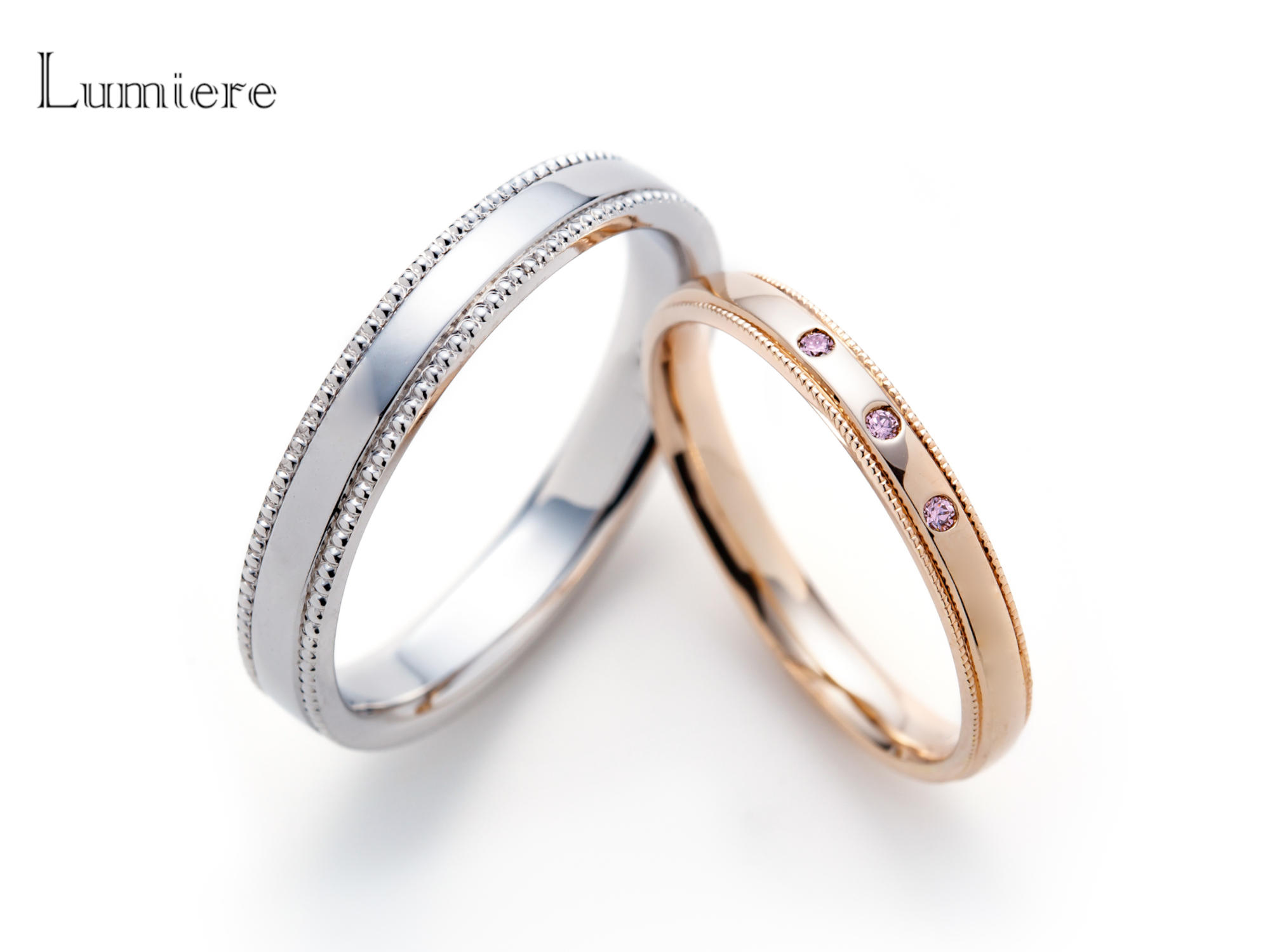 フルール結婚指輪ピンクサファイヤ